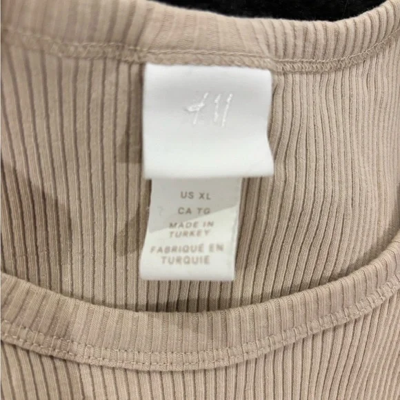 H&M Ribbed High Neck Tank Top - Beige - Picture 3 of 4